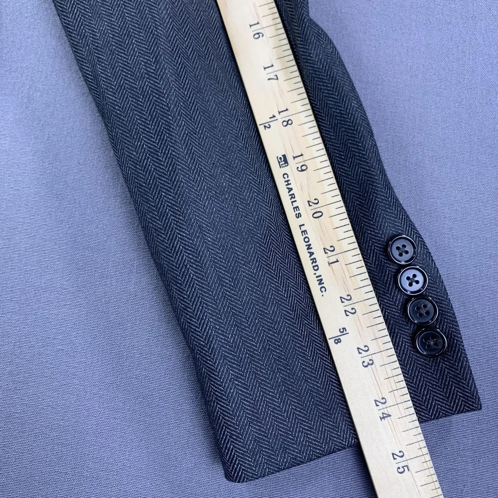 Lauren Ralph Lauren Sport Coat Men‎ 42R Gray Herringbone 2 Button Notch Stretch